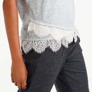 J. Crew Tops - J Crew Lace Trim Tee J. Crew Tops - J Crew Lace Trim Tee